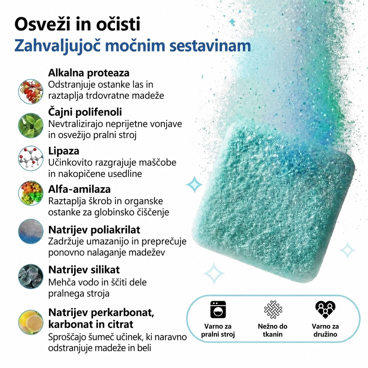 Profesionalni čistilec pralnega stroja – aktivni encimi`